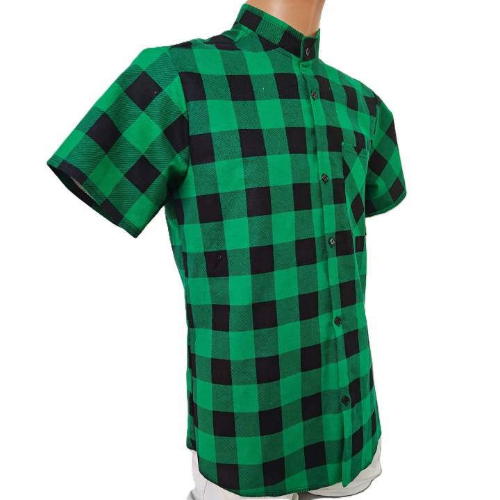 Koszula krótki rękaw letnia w kratę bawełniana bez poliestru polska produkcja 7xl-xs