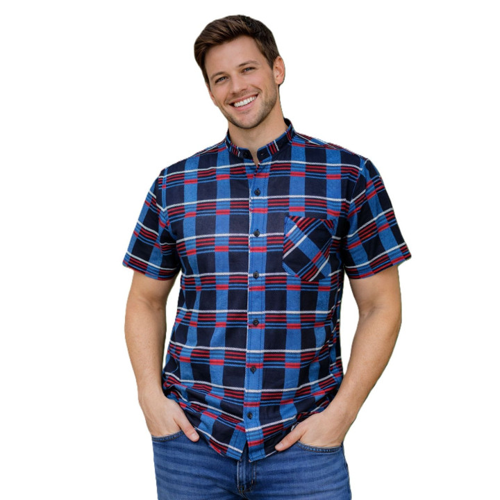 Koszula krótki rękaw  flanelowa niebieska