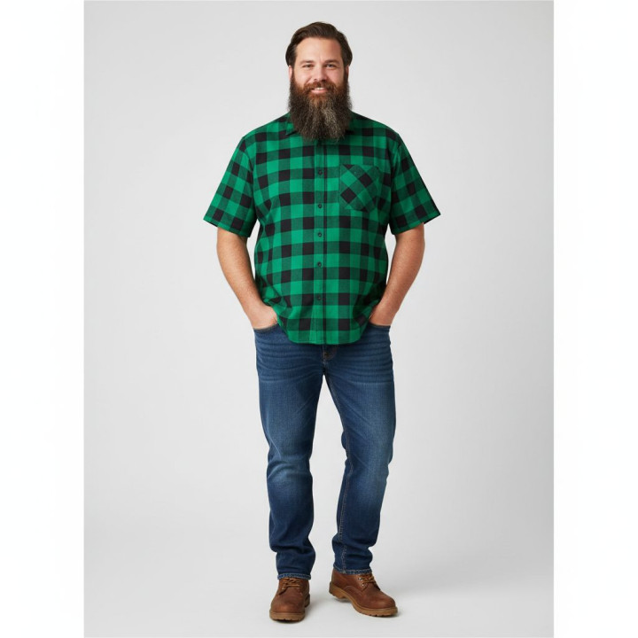 Koszula krótki rękaw zielona szachownica