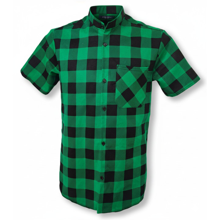 Koszula krótki rękaw letnia w kratę bawełniana bez poliestru polska produkcja 7xl-xs