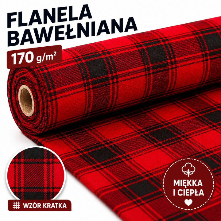 Flanela czerwona 170