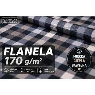 Szaro biała flanela drobna kratka