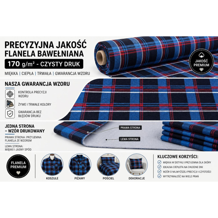 Niebieska flanela kratka