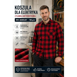 Koszula antystatyczna elektrostatyczna flanelowa dla elektryka190 g/m²