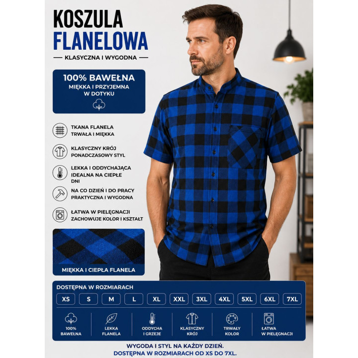 Krótki rękaw koszula bawełna