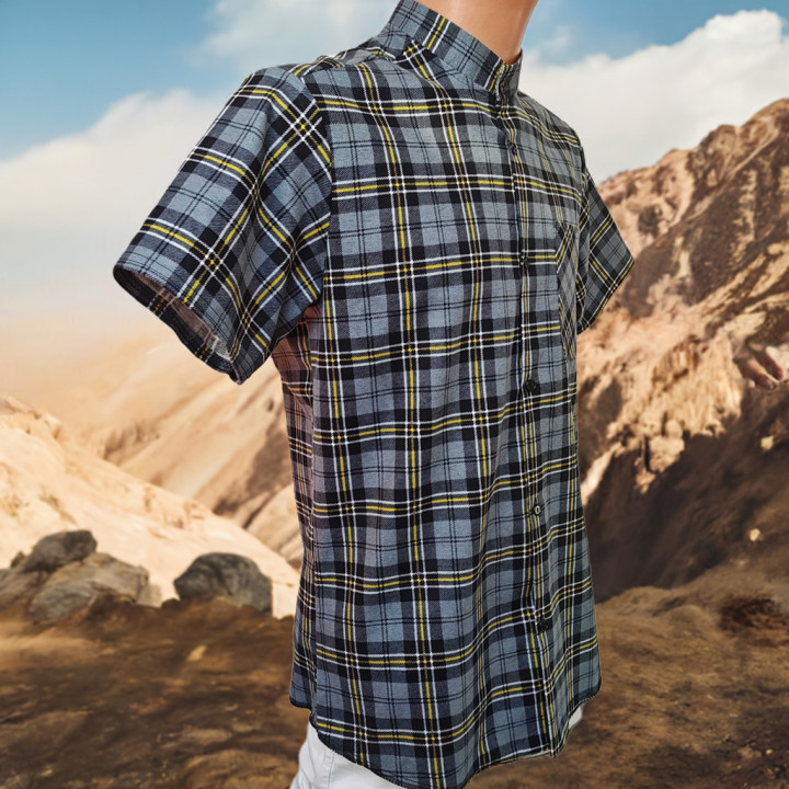 Koszula flanelowa B-27 – krótki rękaw – szara – bushcraft, biwak, trekking