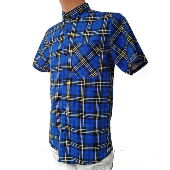 Koszula flanelowa B-27  krótki rękaw niebieska outdoor trekking biwak