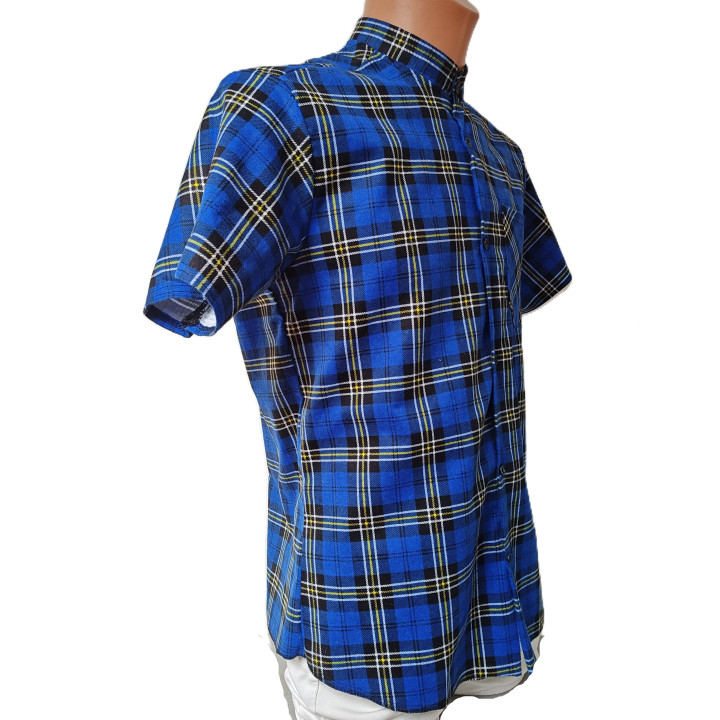 Koszula flanelowa B-27  krótki rękaw niebieska outdoor trekking biwak