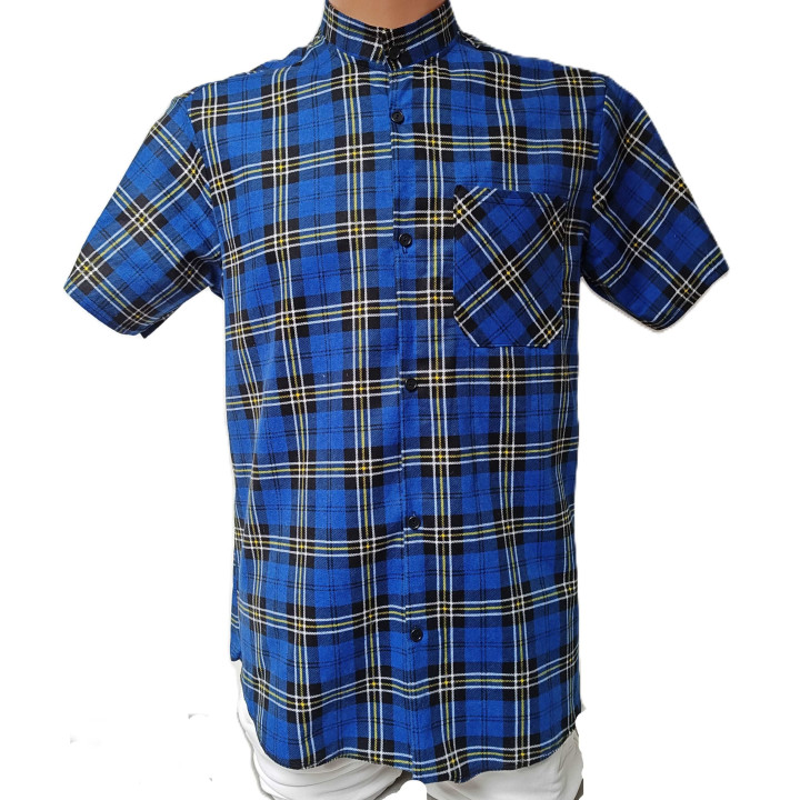 Koszula flanelowa B-27  krótki rękaw niebieska outdoor trekking biwak