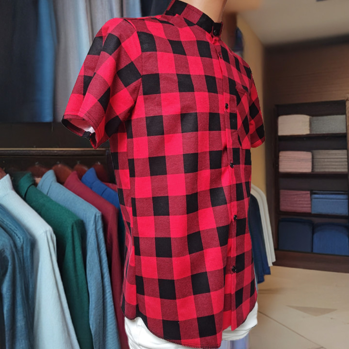 Koszula flanelowa B-27 krótki rękaw czerwona  biwak, wędrówki, outdoor