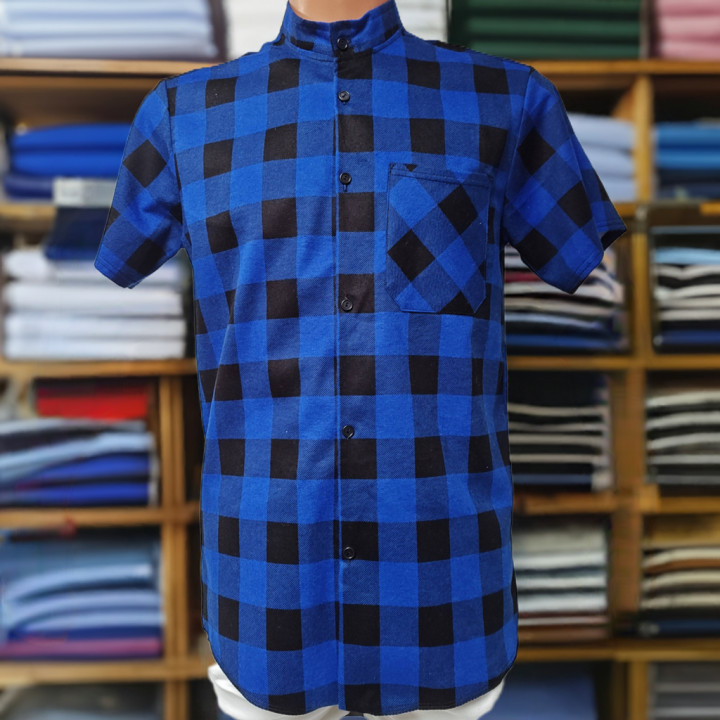 Koszula flanelowa B-27 krótki rękaw niebieska outdoor, trekking, biwak