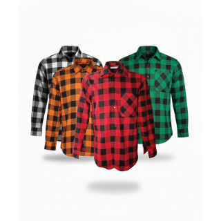 Zestaw 4 koszul flanelowych — długa i krótka — idealny mix stylu i komfortu na każdą okazję.