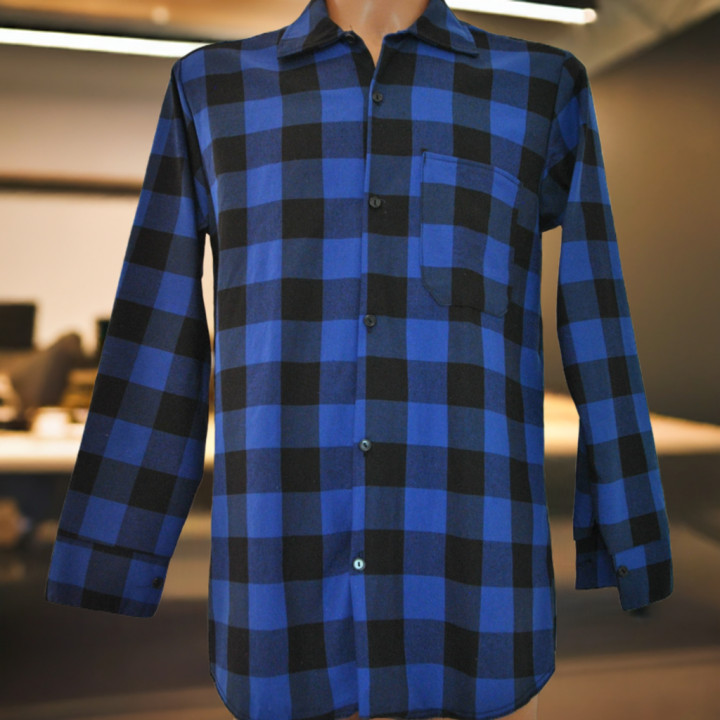 Niebiesko-czarna koszula flanelowa męska 190 g/m² – producent XS–7XL