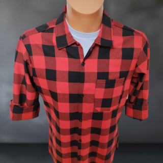 Koszula flanelowa  tkana  czerwono czarna duże rozmiary do 7xl