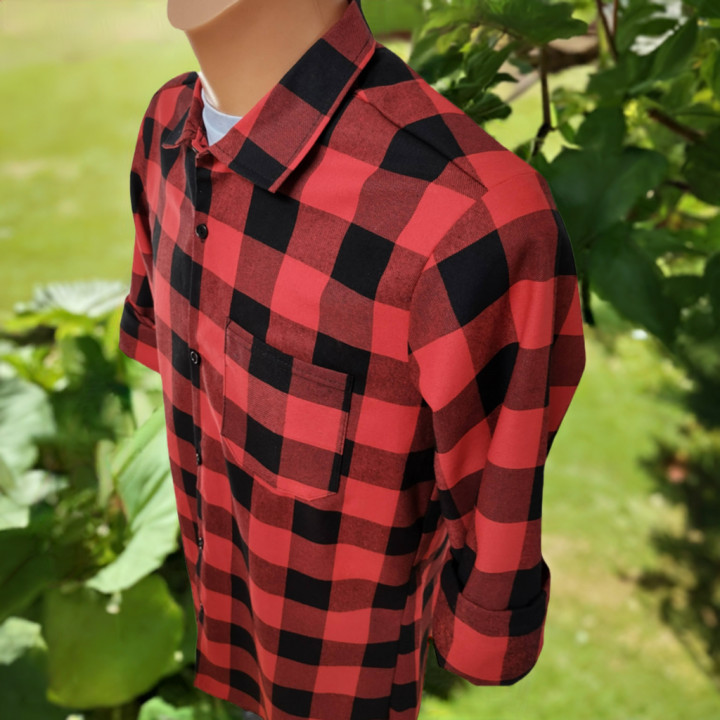 Koszula flanelowa  tkana  czerwono czarna duże rozmiary do 7xl