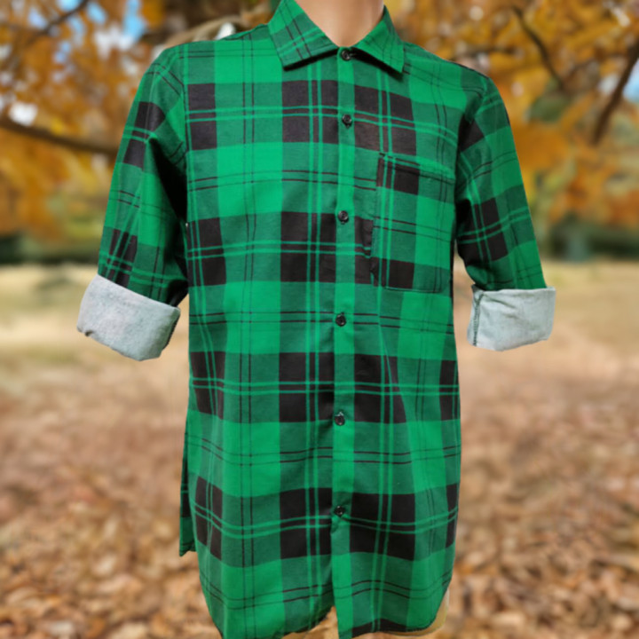 Koszula duże rozmiary do 7 XL flanelowa zielona 170 g/m² – idealna do ogrodu i na co dzień