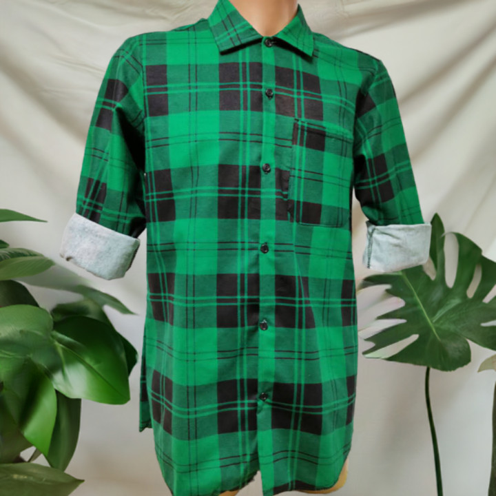 Koszula duże rozmiary do 7 XL flanelowa zielona 170 g/m² – idealna do ogrodu i na co dzień