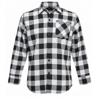 Koszula flanelowa w kratę biało-czarna 170 g/m² – 100% bawełna Afil