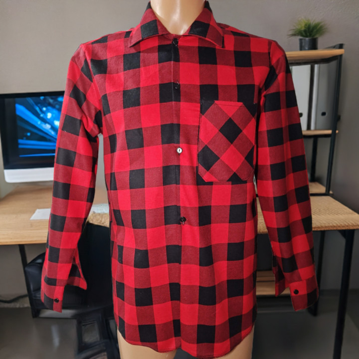 Koszula flanelowa czerwono-czarna 170 g/m² – 100% bawełna  Afil BHP