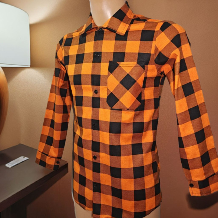 Koszula flanelowa pomarańczowo-czarna 170 g/m²  100% bawełna XS-7XL