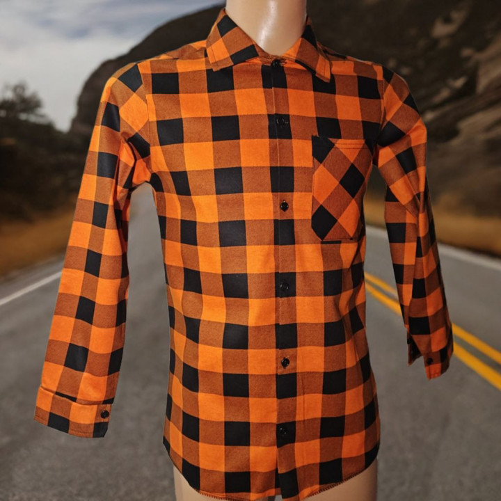 Koszula flanelowa pomarańczowo-czarna 170 g/m²  100% bawełna XS-7XL