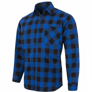 Koszula męska flanelowa z kieszenią – kratka niebiesko-czarna