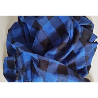 Flanela tkana niebiesko-czarna 190 g/m² – szkocka krata, mieszanka bawełny i poliestru