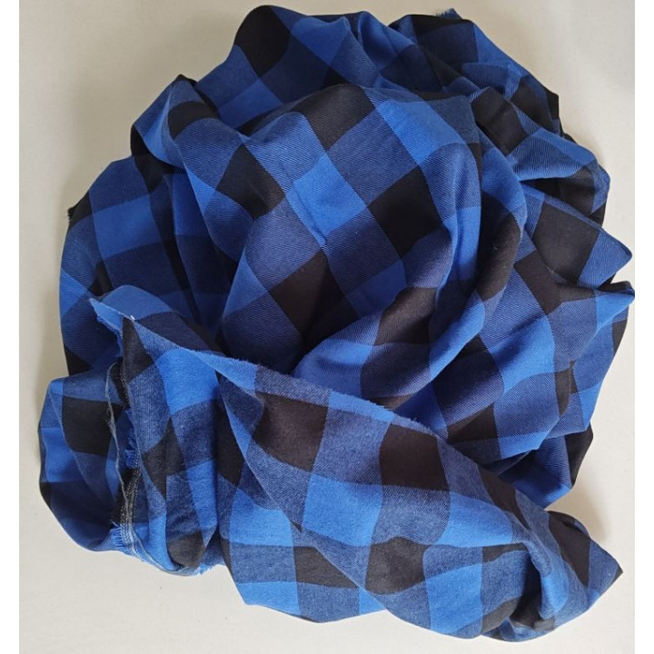 Flanela tkana niebiesko-czarna 190 g/m² – szkocka krata, mieszanka bawełny i poliestru