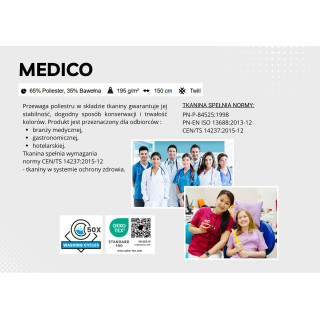 Medico – tkanina medyczna 65% poliester, twill 195 g/m²