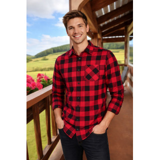 Koszula flanelowa czerwono-czarna 170 g/m² – 100% bawełna  Afil BHP