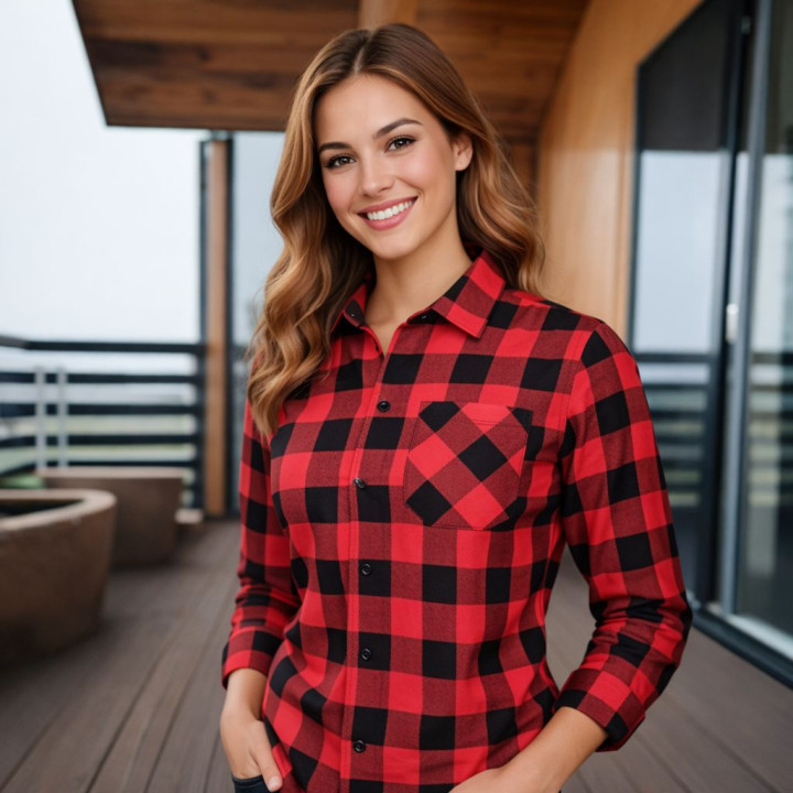 Koszula flanelowa czerwono-czarna 170 g/m² – 100% bawełna  Afil BHP