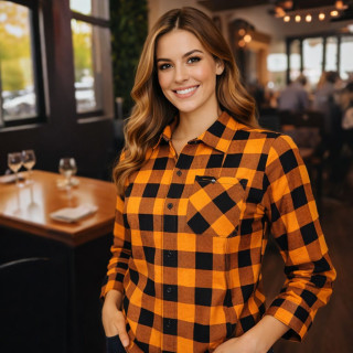 Koszula flanelowa pomarańczowo-czarna 170 g/m²  100% bawełna XS-7XL