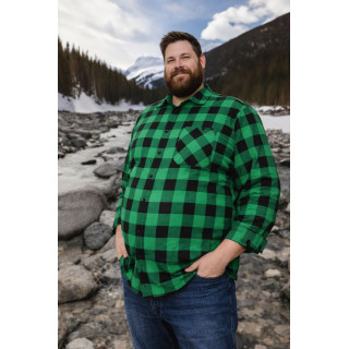 Męska koszula flanelowa w kratę zielono-czarną – praktyczna i ciepła