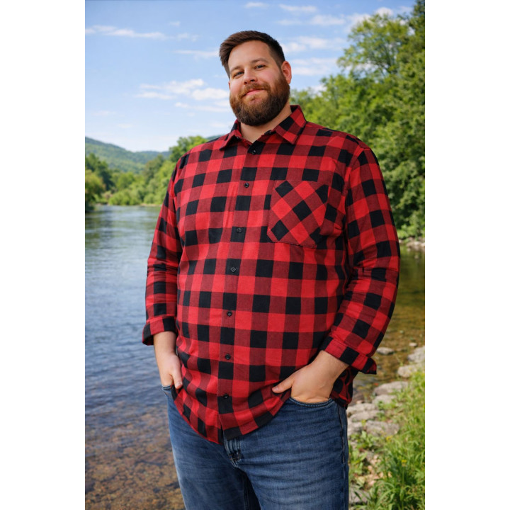 Duża koszula czerwono czarna do 7xl