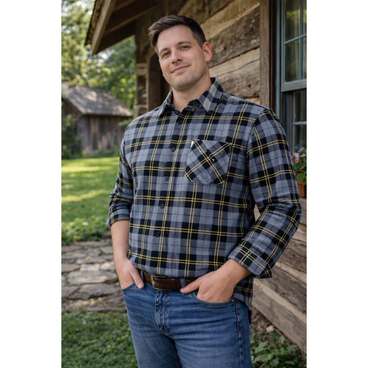 Koszula flanelowa szara Kamel 170 g/m² – 100% bawełna XS-7XL