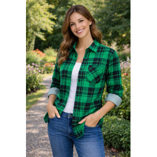 Koszula duże rozmiary do 7 XL flanelowa zielona 170 g/m² – idealna do ogrodu i na co dzień