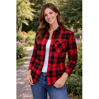 Koszula czerwona flanelowa w kratę 170 g/m²  Producent XS–7XL