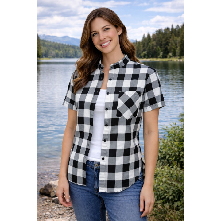 Biało czarna koszula krótki rękaw