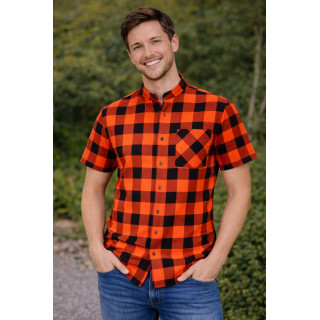 Koszula pomarańczowo czarna krótki rękaw