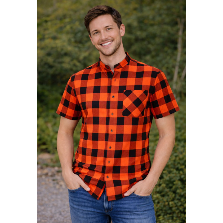 Koszula pomarańczowo czarna krótki rękaw