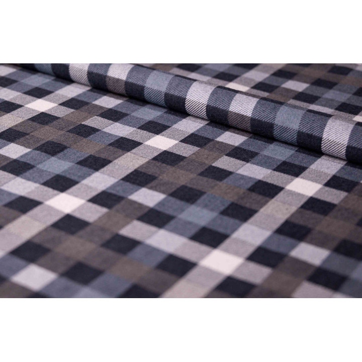 Szaro-czarna koszula flanelowa męska, bawełna 100%. Gramatura 170 g/m². Rozmiary XS–7XL – klasyka w codziennym stylu.